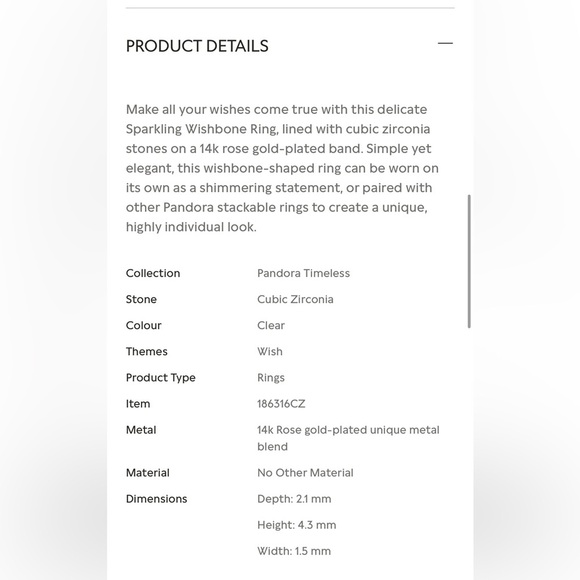 3 Pandora Wishbone Pinky Rings Rose gold and Sterling Silver Size 3 - Picture 8 of 11